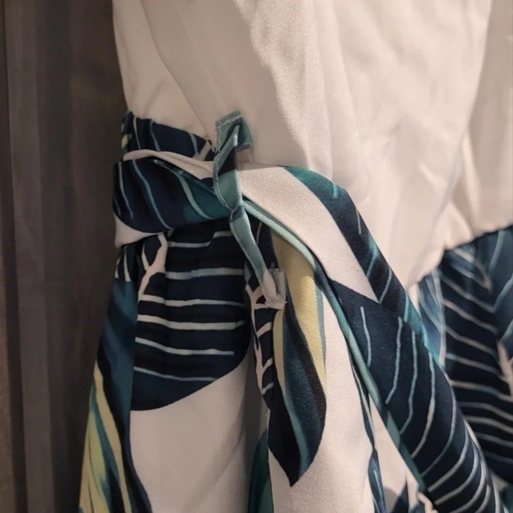 Tropical Patchwork Printed Cami Belted Romper